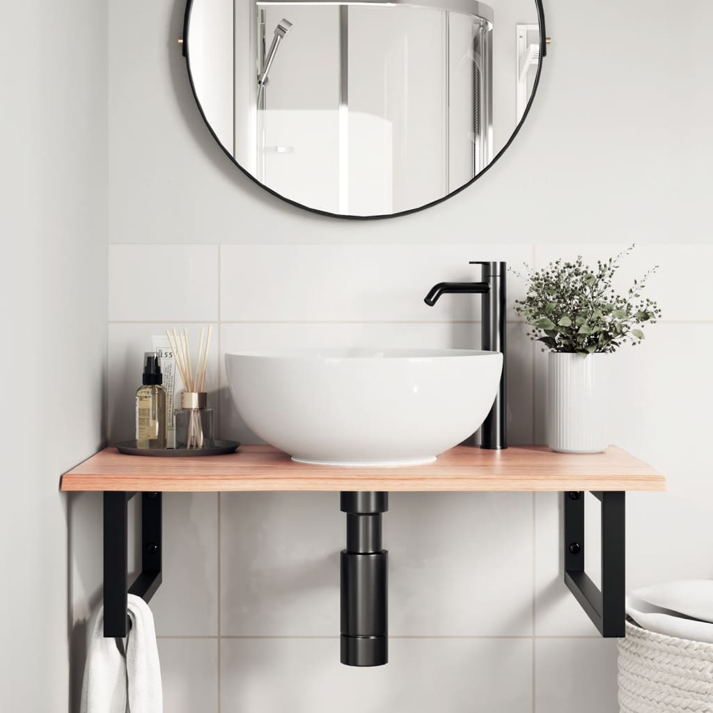 Badkamer wandschap staal en massief eikenhout is nu te koop bij PeponiXL, paradijselijk wonen!