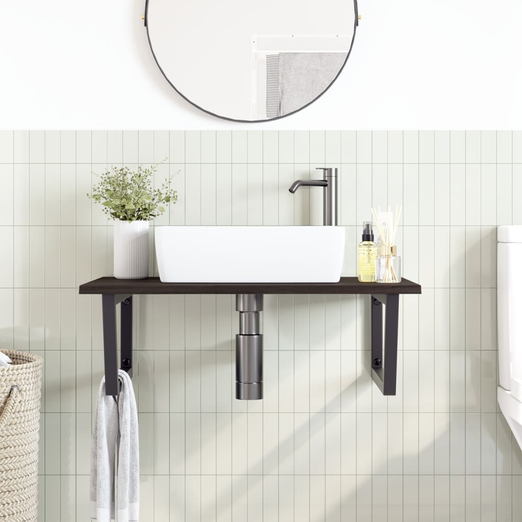Badkamer wandschap staal en massief eikenhout is nu te koop bij PeponiXL, paradijselijk wonen!