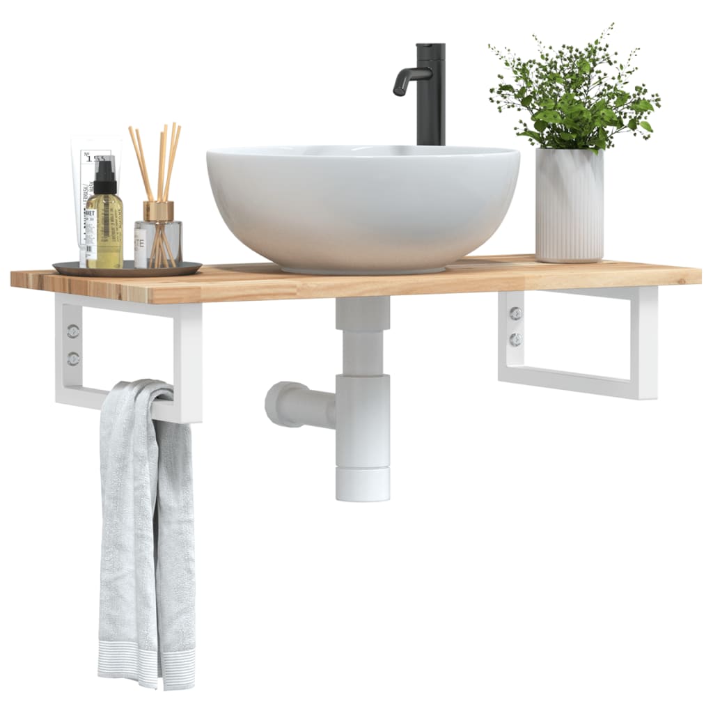 Badkamer wandschap staal en massief acaciahout is nu te koop bij PeponiXL, paradijselijk wonen!