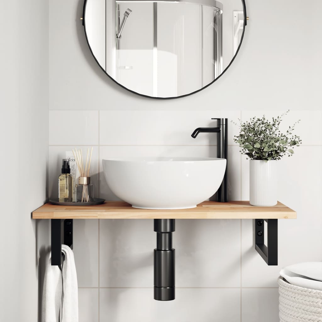 Badkamer wandschap staal en massief acaciahout is nu te koop bij PeponiXL, paradijselijk wonen!