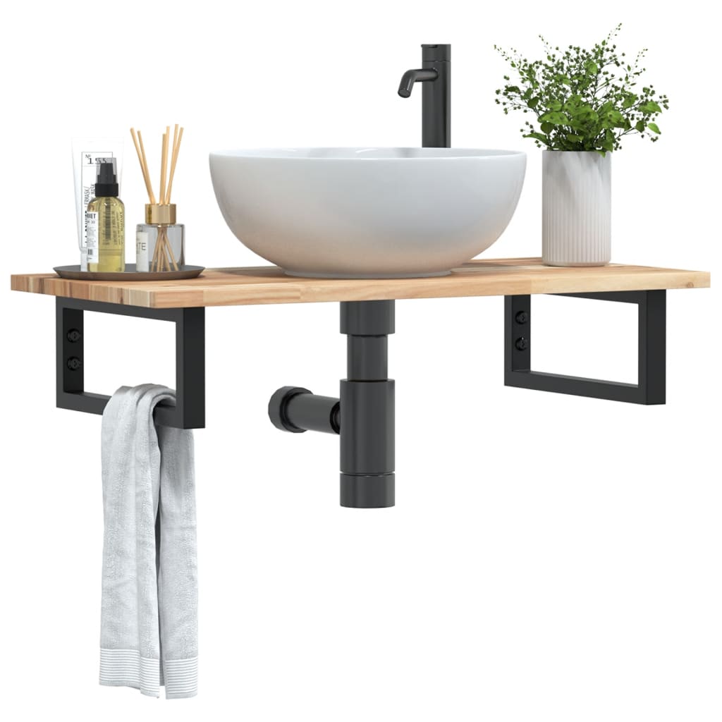 Badkamer wandschap staal en massief acaciahout is nu te koop bij PeponiXL, paradijselijk wonen!