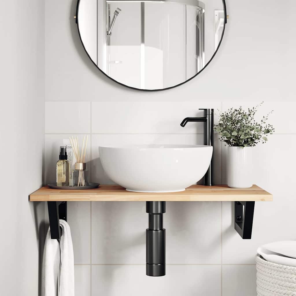 Badkamer wandschap staal en massief acaciahout is nu te koop bij PeponiXL, paradijselijk wonen!