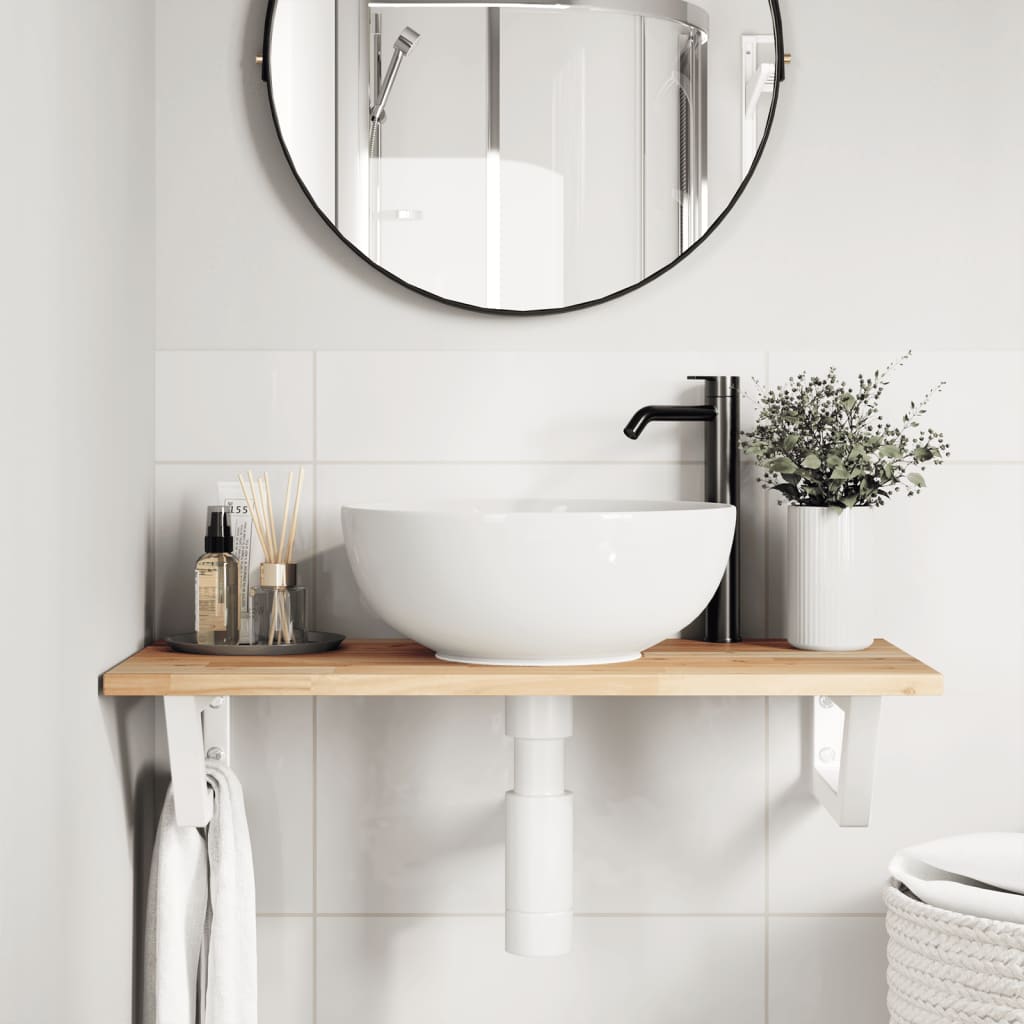 Badkamer wandschap staal en massief acaciahout is nu te koop bij PeponiXL, paradijselijk wonen!