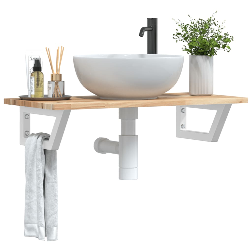 Badkamer wandschap staal en massief acaciahout is nu te koop bij PeponiXL, paradijselijk wonen!