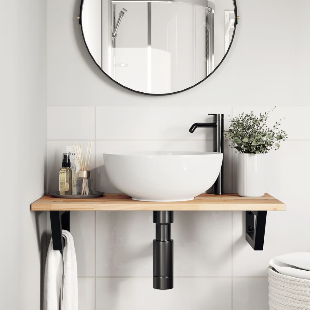 Badkamer wandschap staal en massief acaciahout is nu te koop bij PeponiXL, paradijselijk wonen!