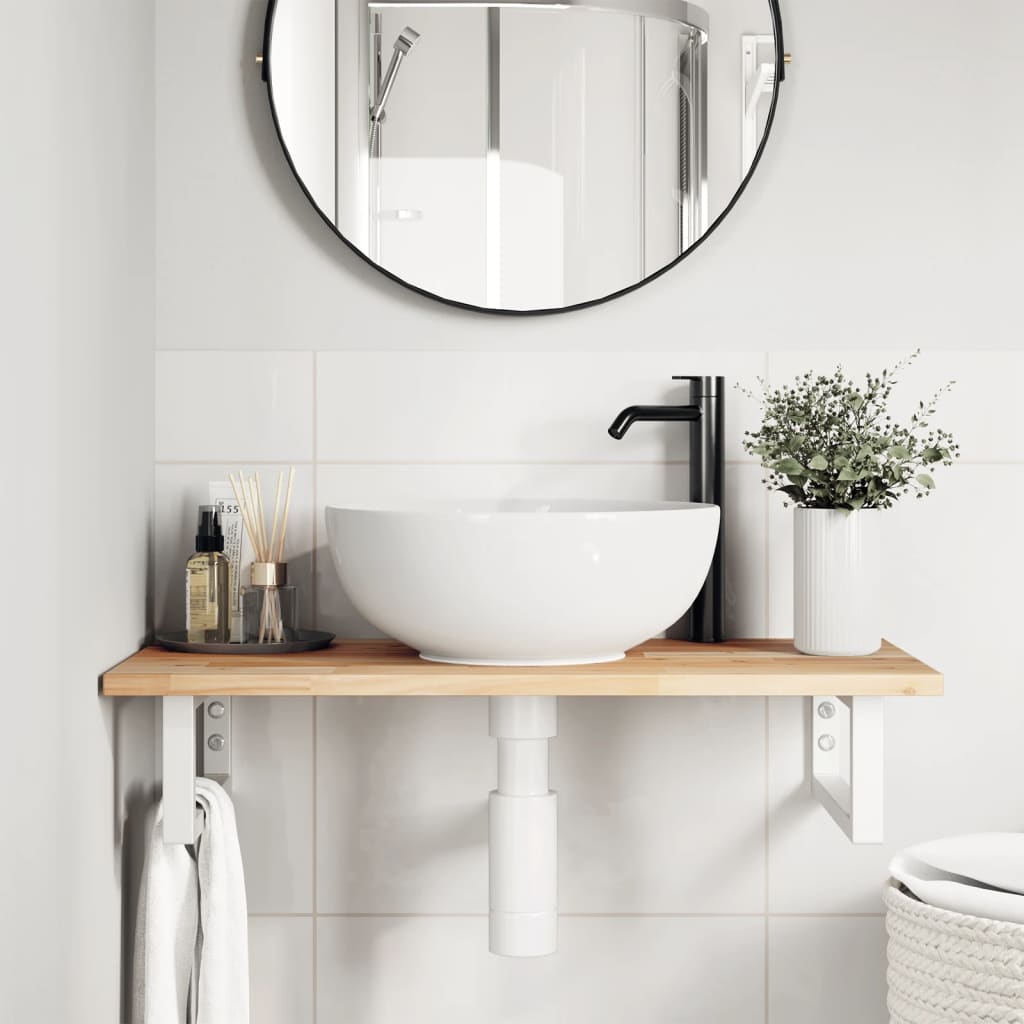 Badkamer wandschap staal en massief acaciahout is nu te koop bij PeponiXL, paradijselijk wonen!