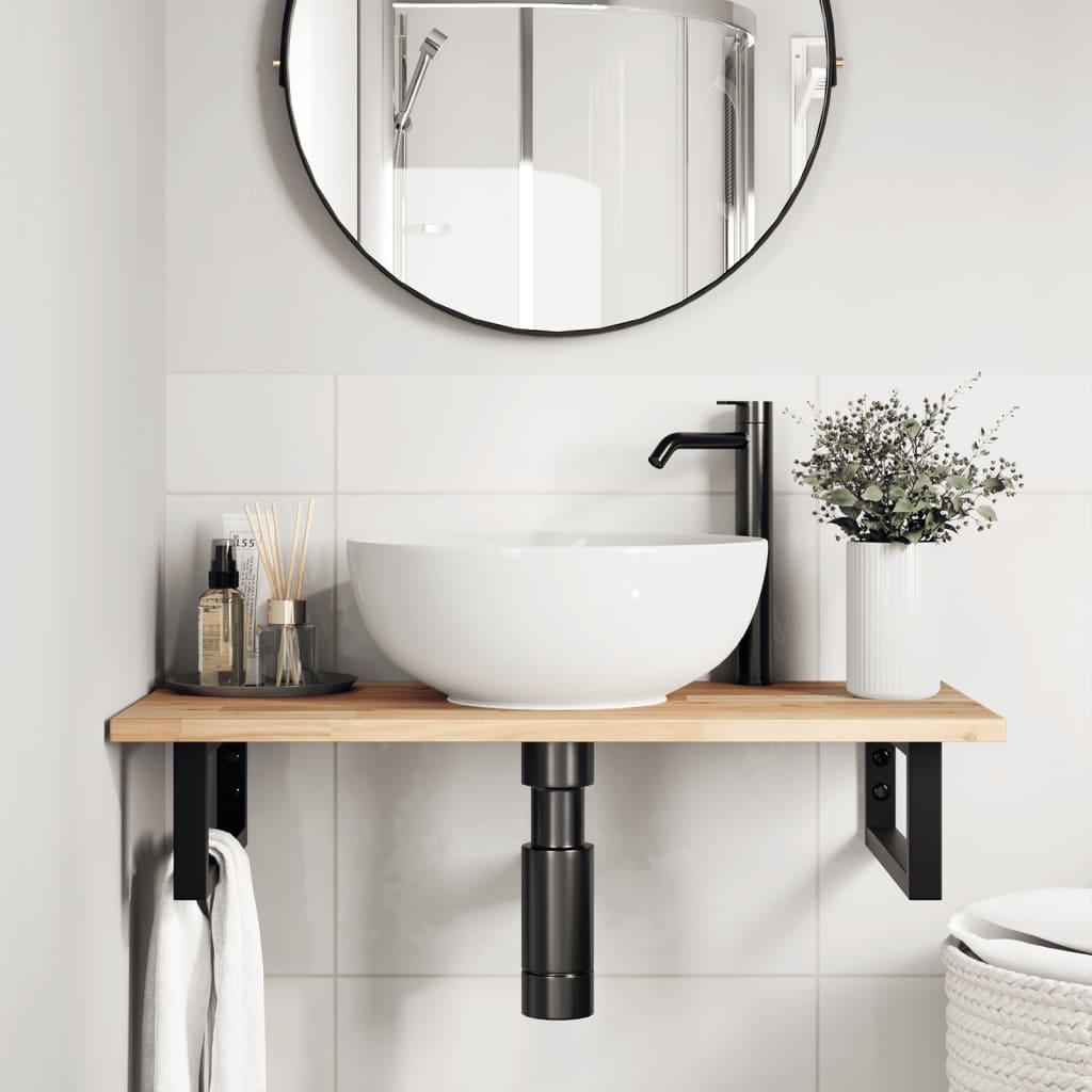 Badkamer wandschap staal en massief acaciahout is nu te koop bij PeponiXL, paradijselijk wonen!
