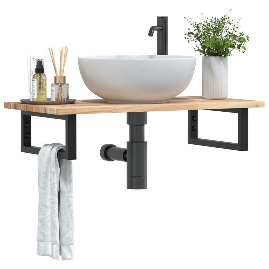 Badkamer wandschap staal en massief acaciahout is nu te koop bij PeponiXL, paradijselijk wonen!