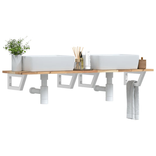 Badkamer wandschap staal en massief acaciahout is nu te koop bij PeponiXL, paradijselijk wonen!