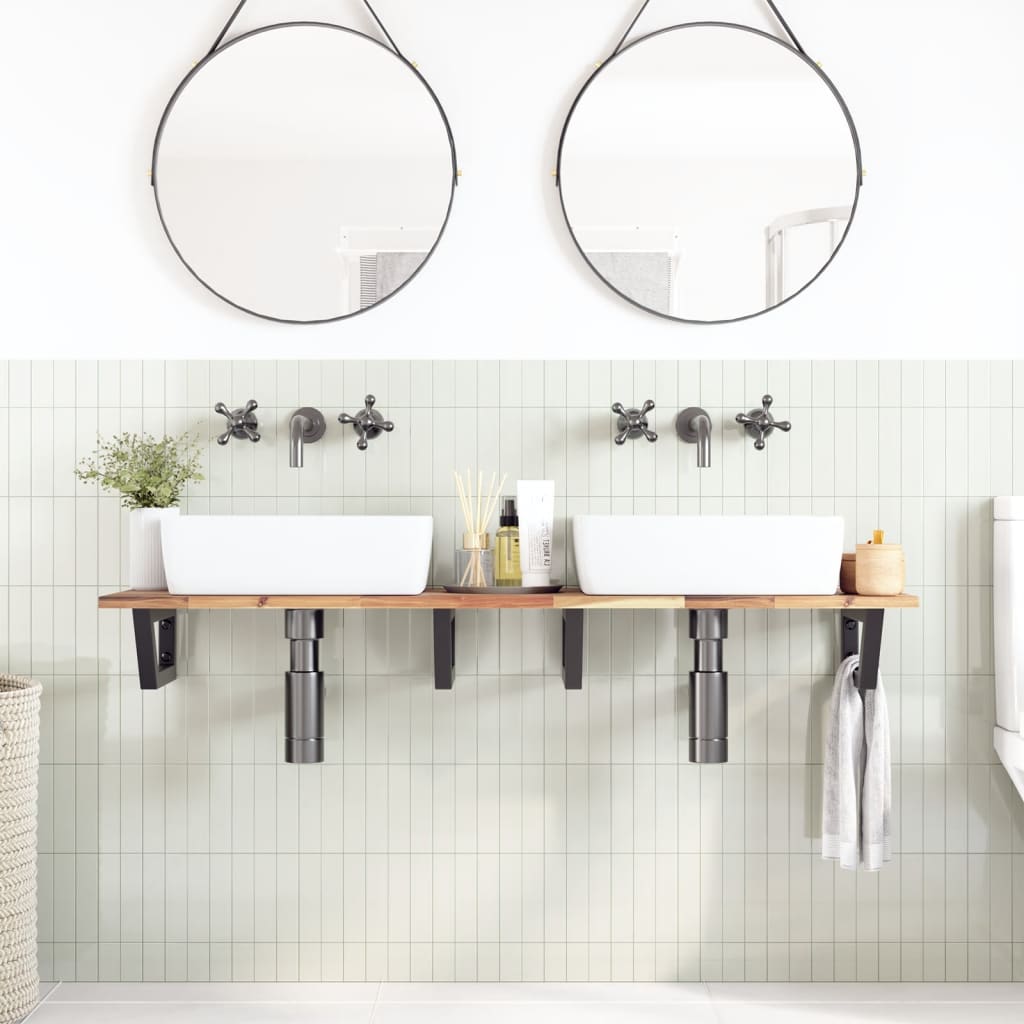 Badkamer wandschap staal en massief acaciahout is nu te koop bij PeponiXL, paradijselijk wonen!