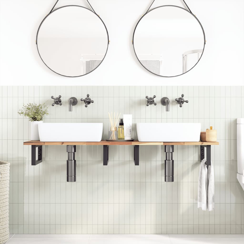 Badkamer wandschap staal en massief acaciahout is nu te koop bij PeponiXL, paradijselijk wonen!