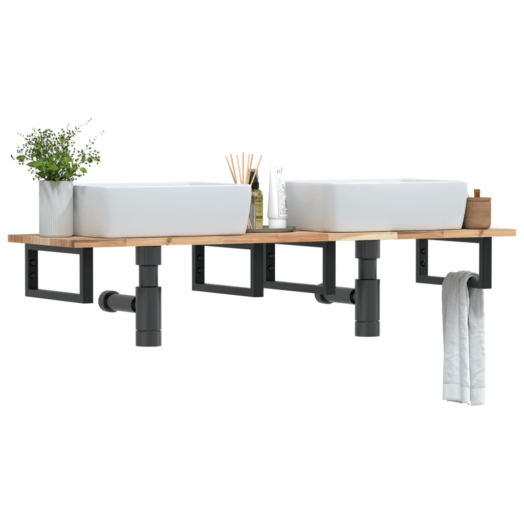 Badkamer wandschap staal en massief acaciahout is nu te koop bij PeponiXL, paradijselijk wonen!