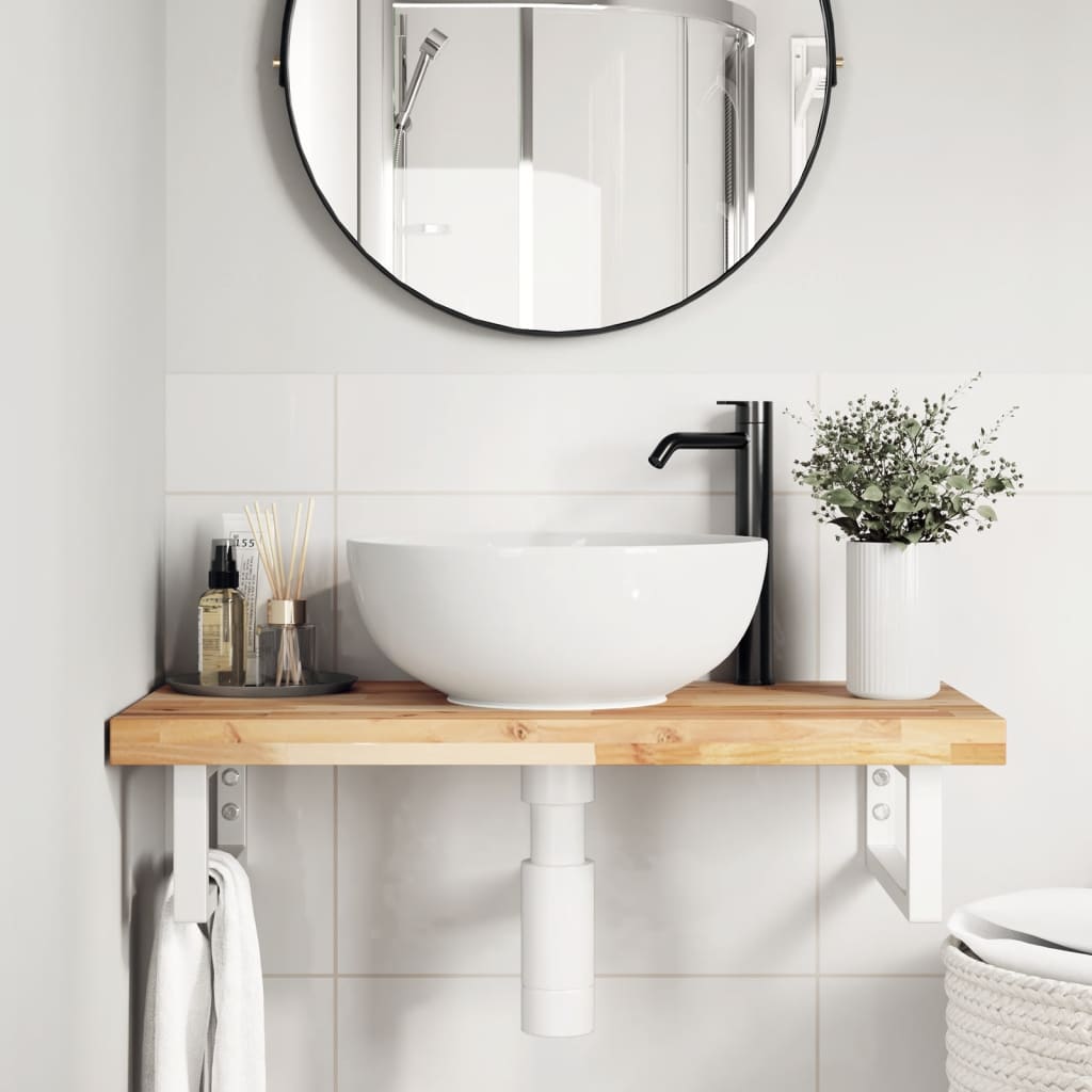 Badkamer wandschap staal en massief acaciahout is nu te koop bij PeponiXL, paradijselijk wonen!