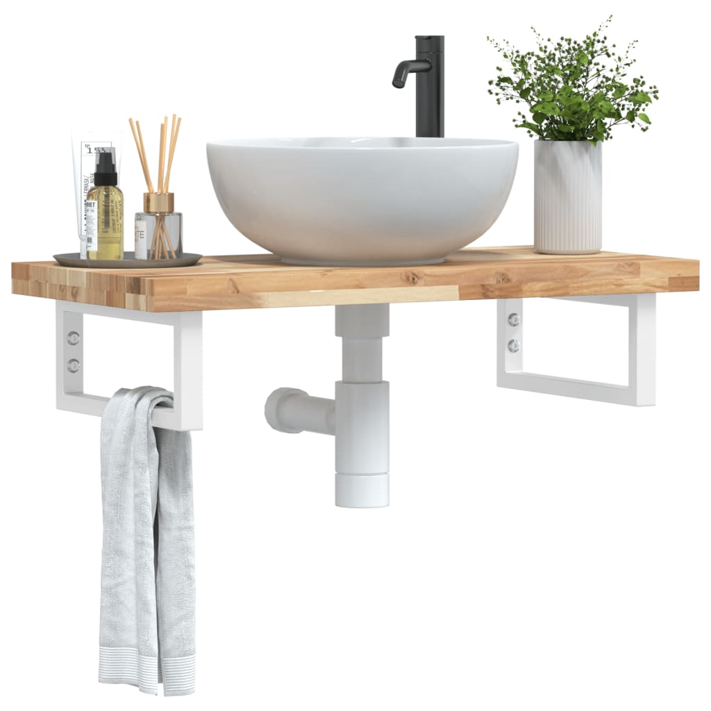 Badkamer wandschap staal en massief acaciahout is nu te koop bij PeponiXL, paradijselijk wonen!