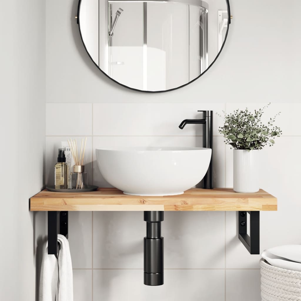 Badkamer wandschap staal en massief acaciahout is nu te koop bij PeponiXL, paradijselijk wonen!