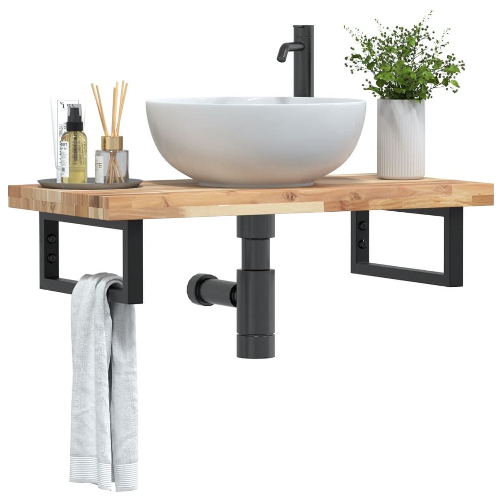 Badkamer wandschap staal en massief acaciahout is nu te koop bij PeponiXL, paradijselijk wonen!