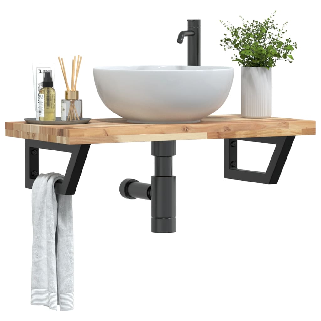 Badkamer wandschap staal en massief acaciahout is nu te koop bij PeponiXL, paradijselijk wonen!