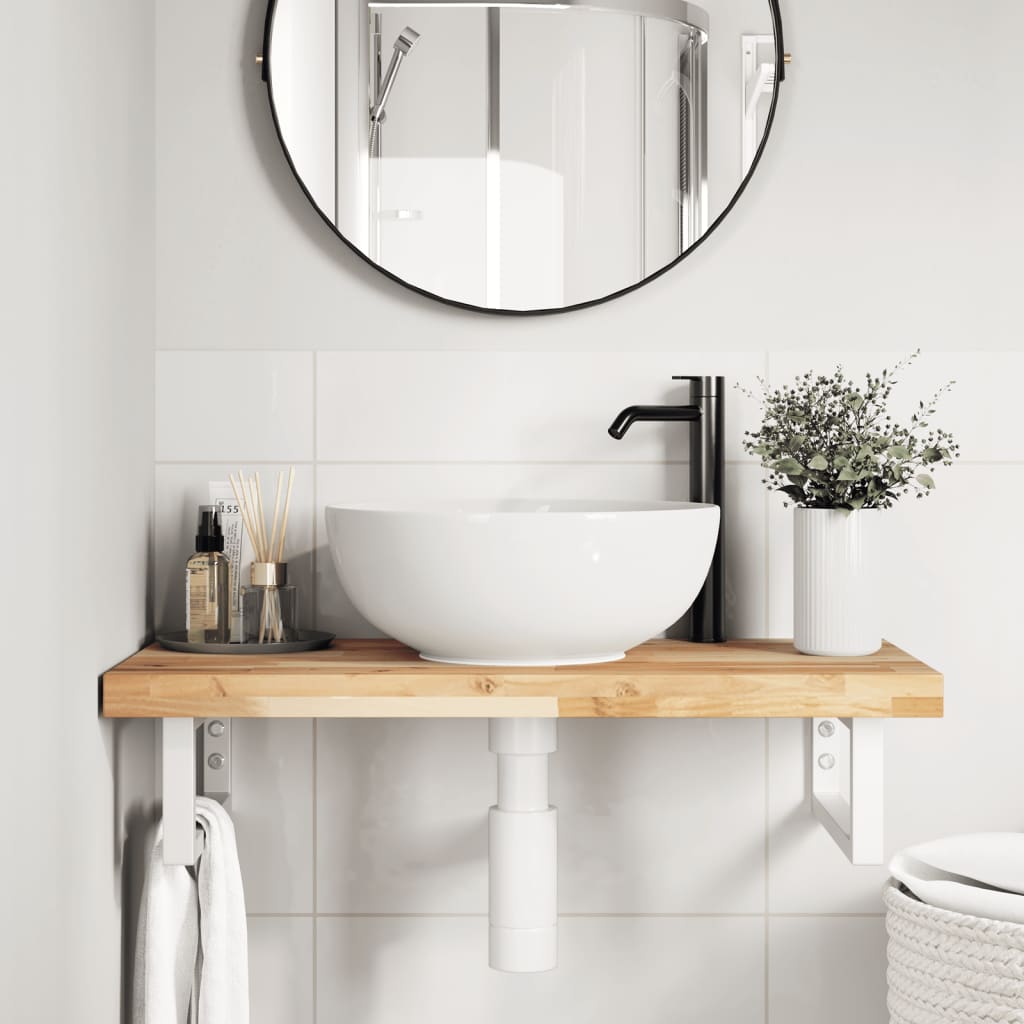 Badkamer wandschap staal en massief acaciahout is nu te koop bij PeponiXL, paradijselijk wonen!