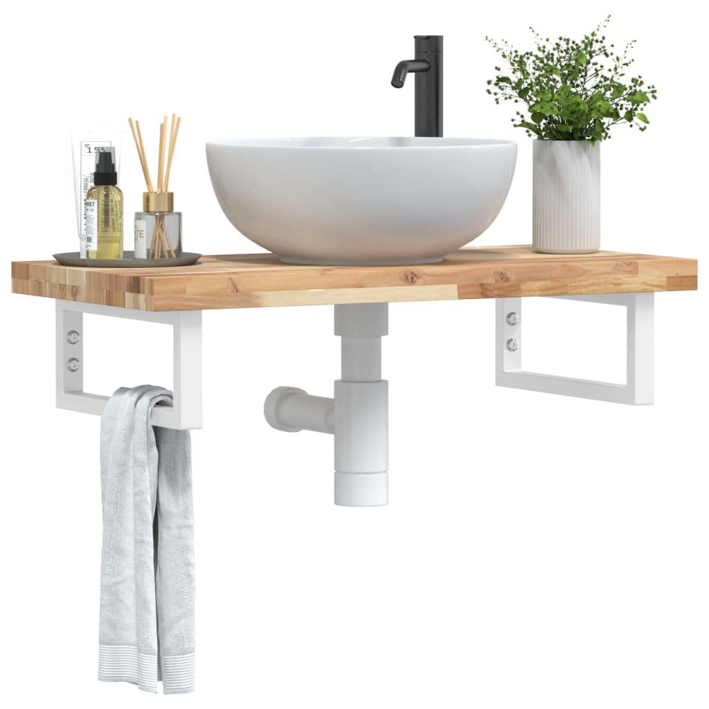 Badkamer wandschap staal en massief acaciahout is nu te koop bij PeponiXL, paradijselijk wonen!