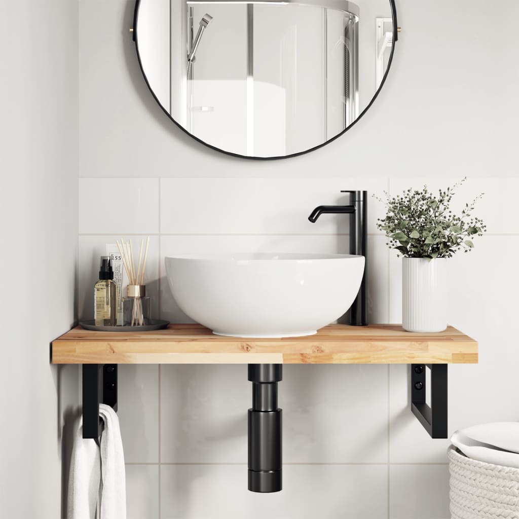 Badkamer wandschap staal en massief acaciahout is nu te koop bij PeponiXL, paradijselijk wonen!