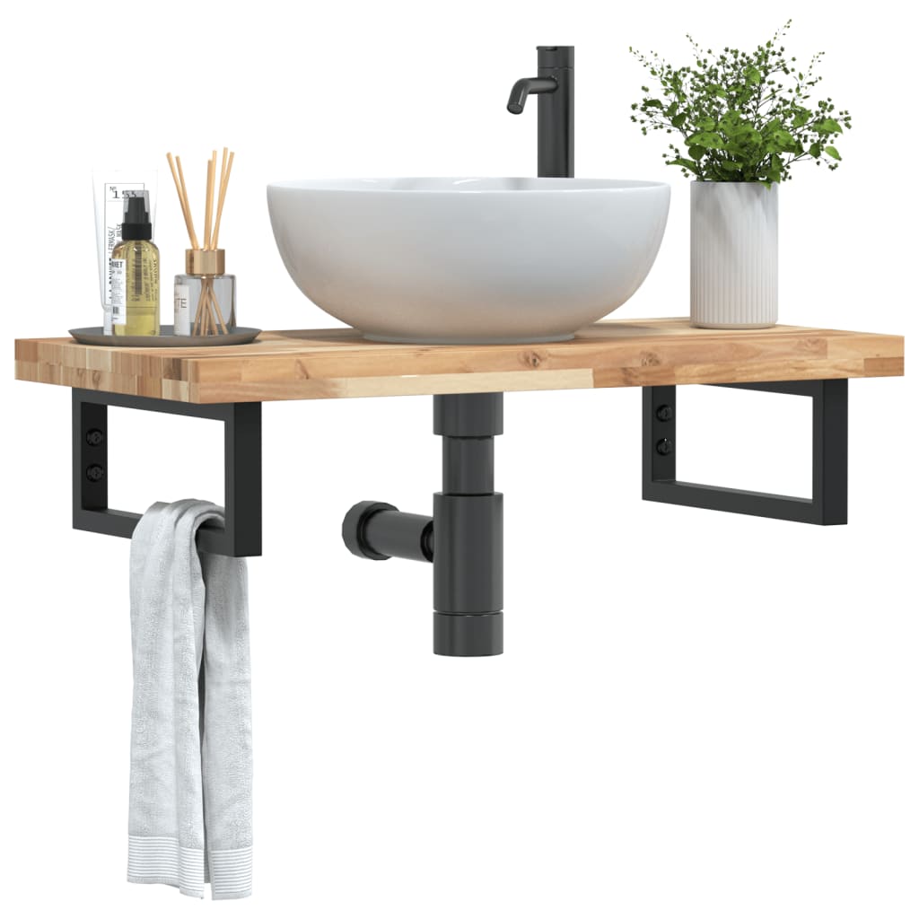 Badkamer wandschap staal en massief acaciahout is nu te koop bij PeponiXL, paradijselijk wonen!