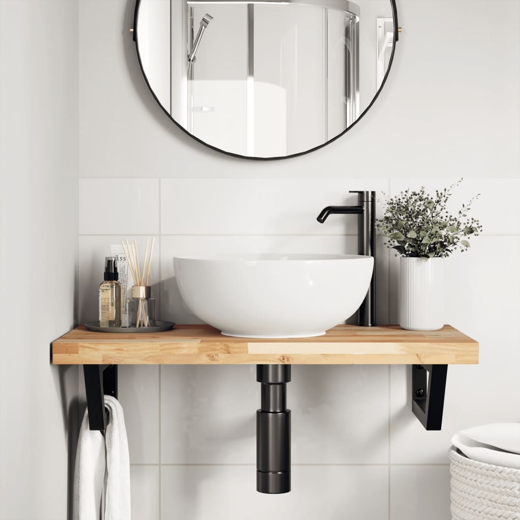 Badkamer wandschap staal en massief acaciahout is nu te koop bij PeponiXL, paradijselijk wonen!