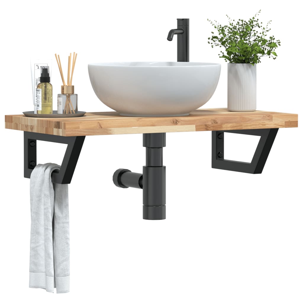 Badkamer wandschap staal en massief acaciahout is nu te koop bij PeponiXL, paradijselijk wonen!