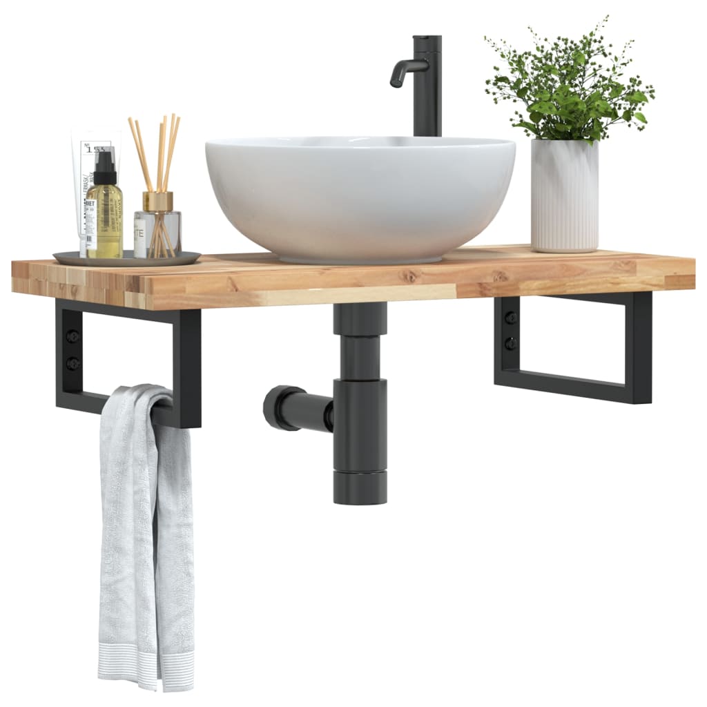 Badkamer wandschap staal en massief acaciahout is nu te koop bij PeponiXL, paradijselijk wonen!