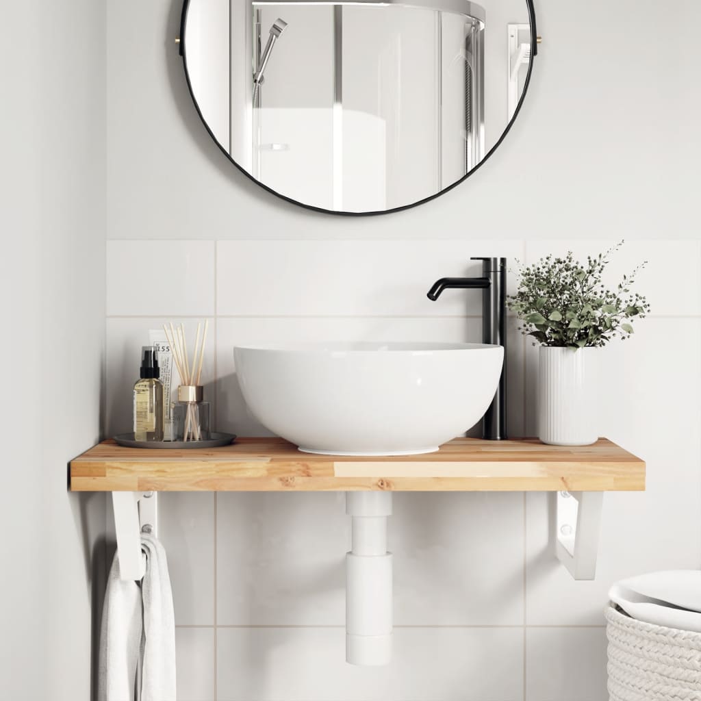 Badkamer wandschap staal en massief acaciahout is nu te koop bij PeponiXL, paradijselijk wonen!
