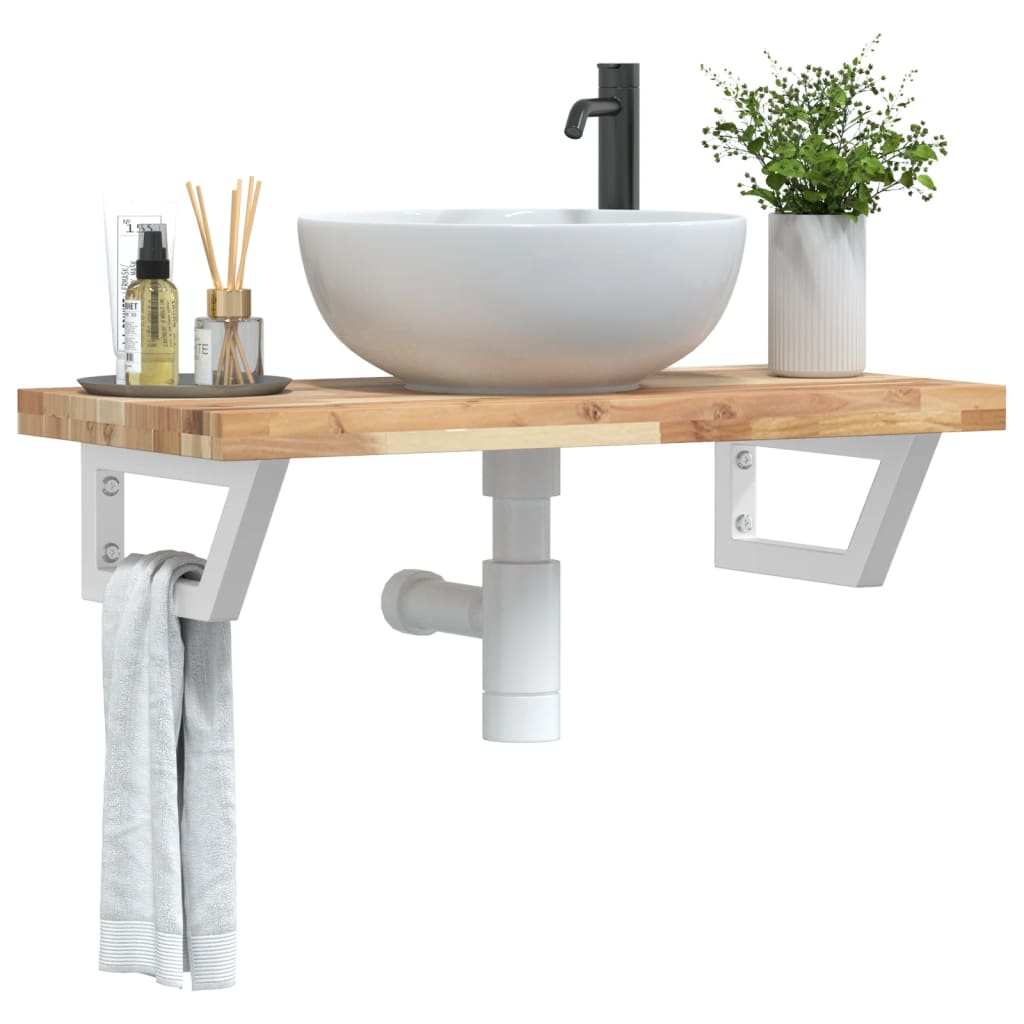 Badkamer wandschap staal en massief acaciahout is nu te koop bij PeponiXL, paradijselijk wonen!