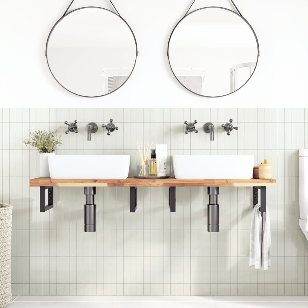Badkamer wandschap staal en massief acaciahout is nu te koop bij PeponiXL, paradijselijk wonen!