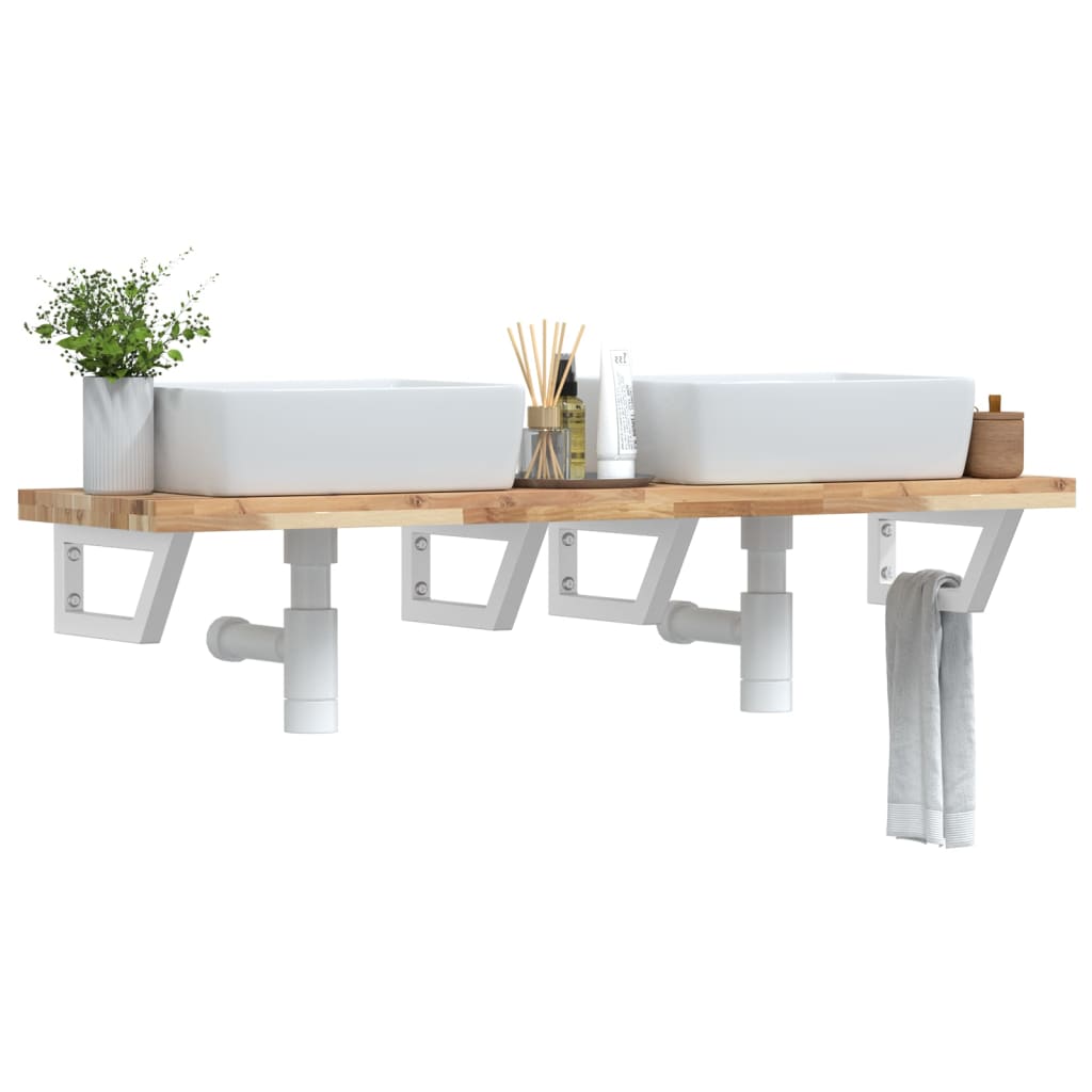 Badkamer wandschap staal en massief acaciahout is nu te koop bij PeponiXL, paradijselijk wonen!