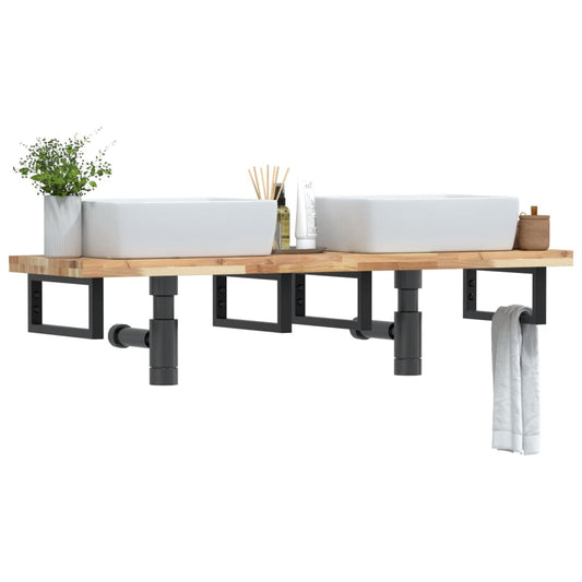 Badkamer wandschap staal en massief acaciahout is nu te koop bij PeponiXL, paradijselijk wonen!
