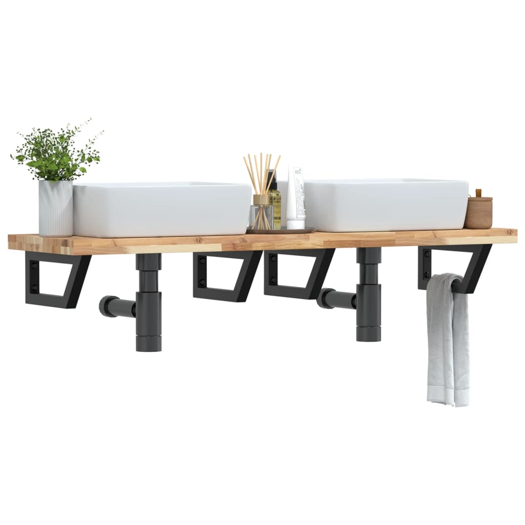 Badkamer wandschap staal en massief acaciahout is nu te koop bij PeponiXL, paradijselijk wonen!