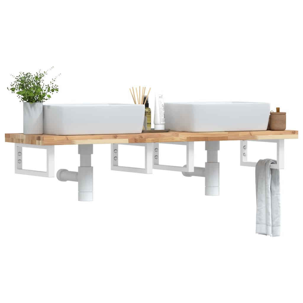 Badkamer wandschap staal en massief acaciahout is nu te koop bij PeponiXL, paradijselijk wonen!
