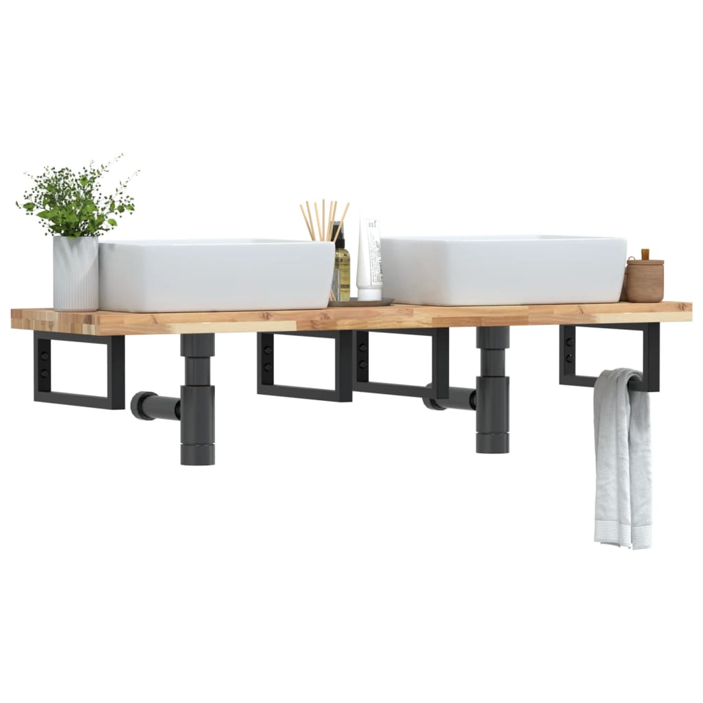 Badkamer wandschap staal en massief acaciahout is nu te koop bij PeponiXL, paradijselijk wonen!