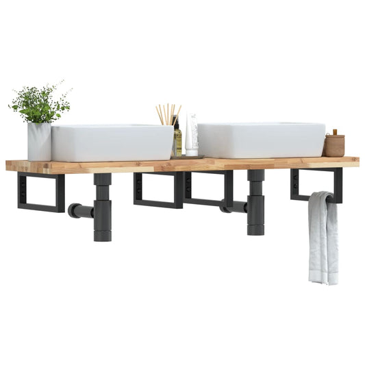 Badkamer wandschap staal en massief acaciahout is nu te koop bij PeponiXL, paradijselijk wonen!