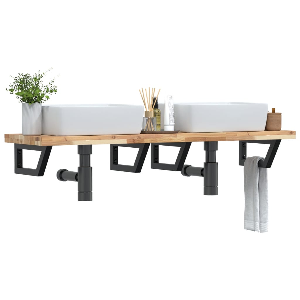 Badkamer wandschap staal en massief acaciahout is nu te koop bij PeponiXL, paradijselijk wonen!