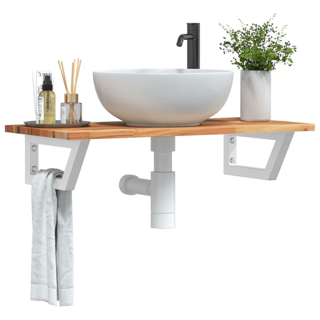 Badkamer wandschap staal en massief acaciahout is nu te koop bij PeponiXL, paradijselijk wonen!