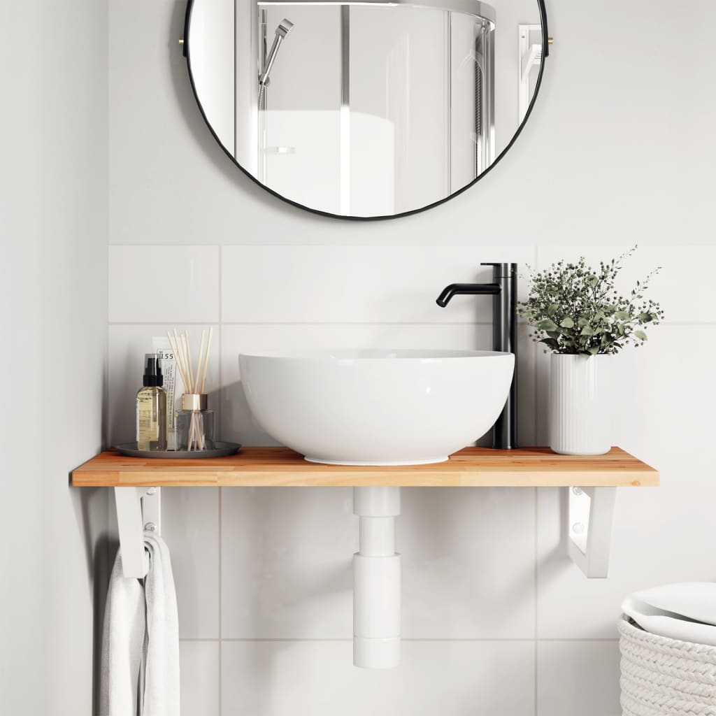 Badkamer wandschap staal en massief acaciahout is nu te koop bij PeponiXL, paradijselijk wonen!