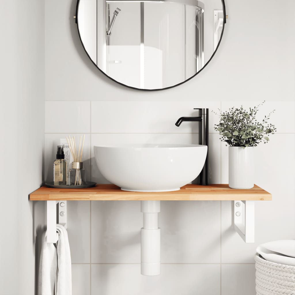 Badkamer wandschap staal en massief acaciahout is nu te koop bij PeponiXL, paradijselijk wonen!