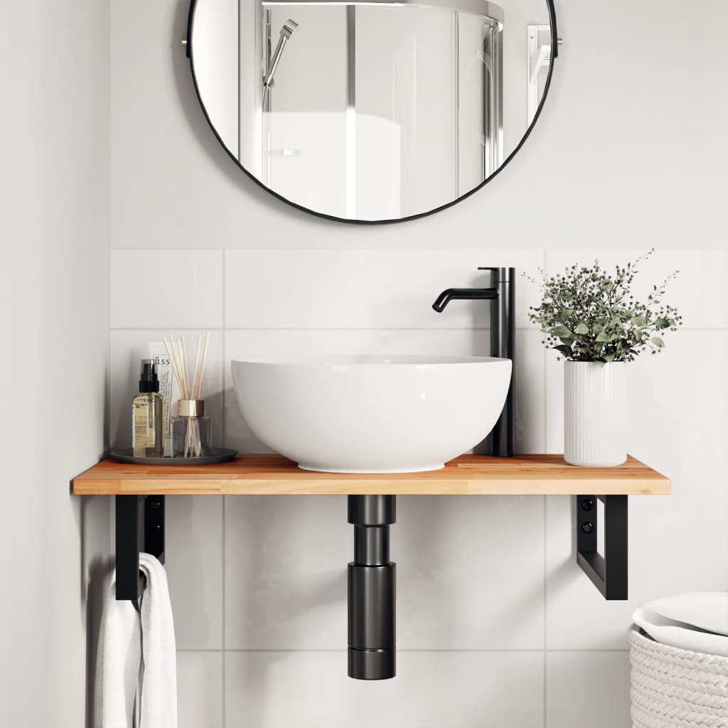 Badkamer wandschap staal en massief acaciahout is nu te koop bij PeponiXL, paradijselijk wonen!