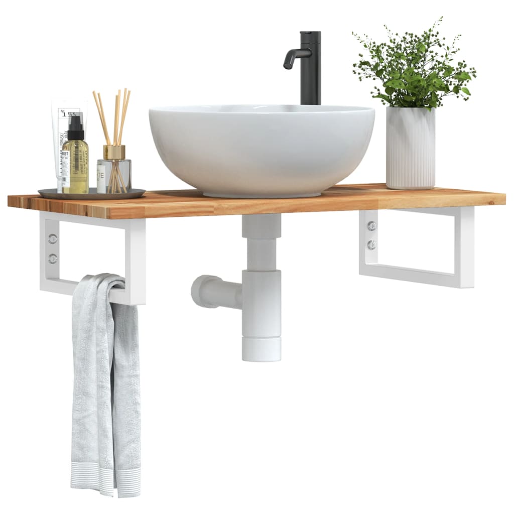 Badkamer wandschap staal en massief acaciahout is nu te koop bij PeponiXL, paradijselijk wonen!
