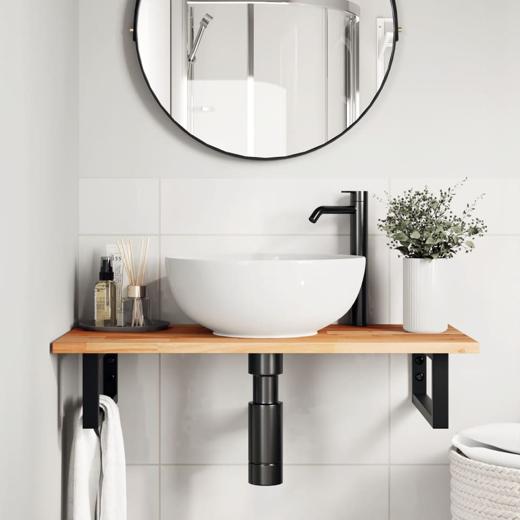 Badkamer wandschap staal en massief acaciahout is nu te koop bij PeponiXL, paradijselijk wonen!