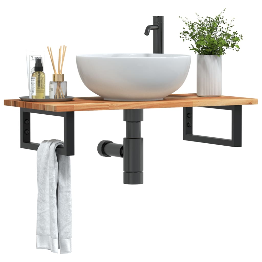 Badkamer wandschap staal en massief acaciahout is nu te koop bij PeponiXL, paradijselijk wonen!