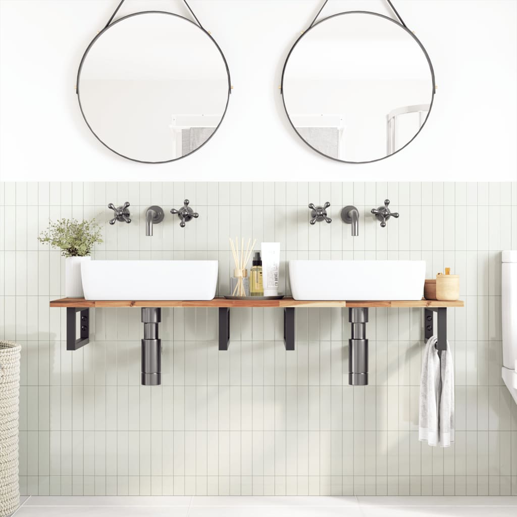Badkamer wandschap staal en massief acaciahout is nu te koop bij PeponiXL, paradijselijk wonen!