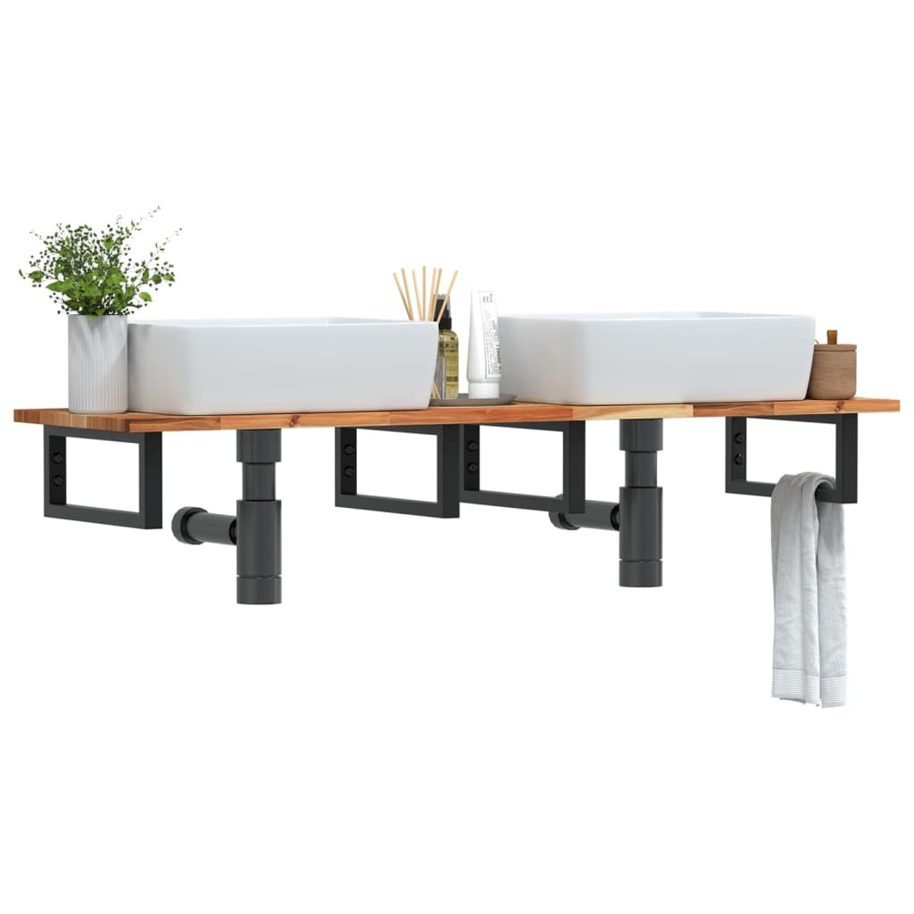 Badkamer wandschap staal en massief acaciahout is nu te koop bij PeponiXL, paradijselijk wonen!