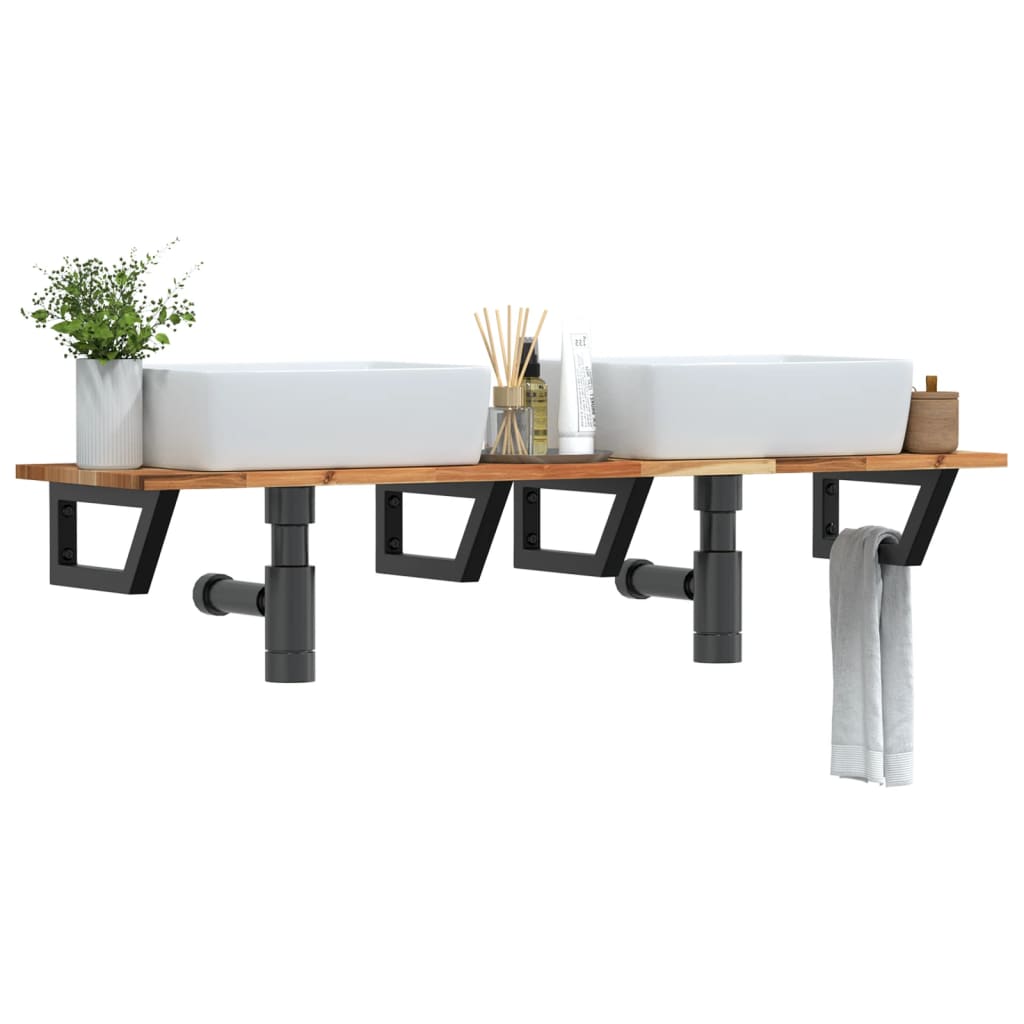 Badkamer wandschap staal en massief acaciahout is nu te koop bij PeponiXL, paradijselijk wonen!