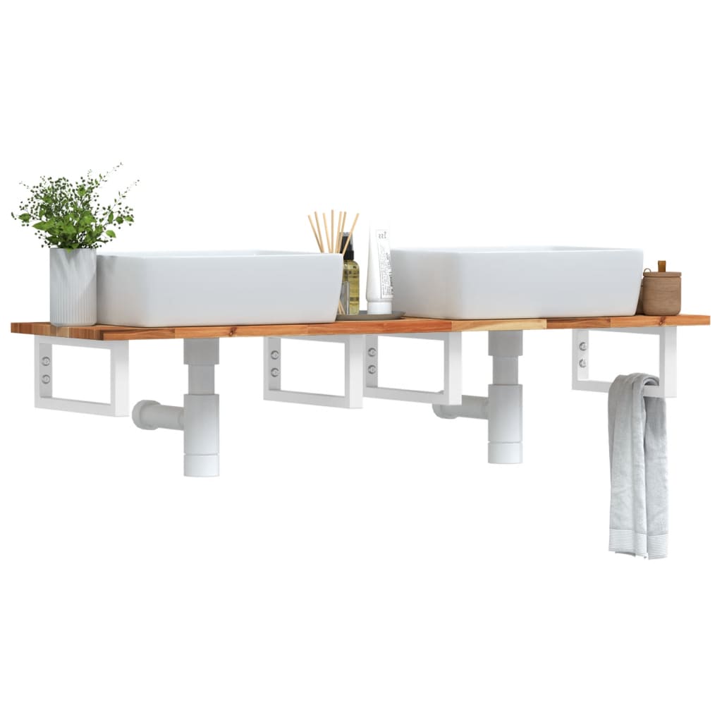 Badkamer wandschap staal en massief acaciahout is nu te koop bij PeponiXL, paradijselijk wonen!