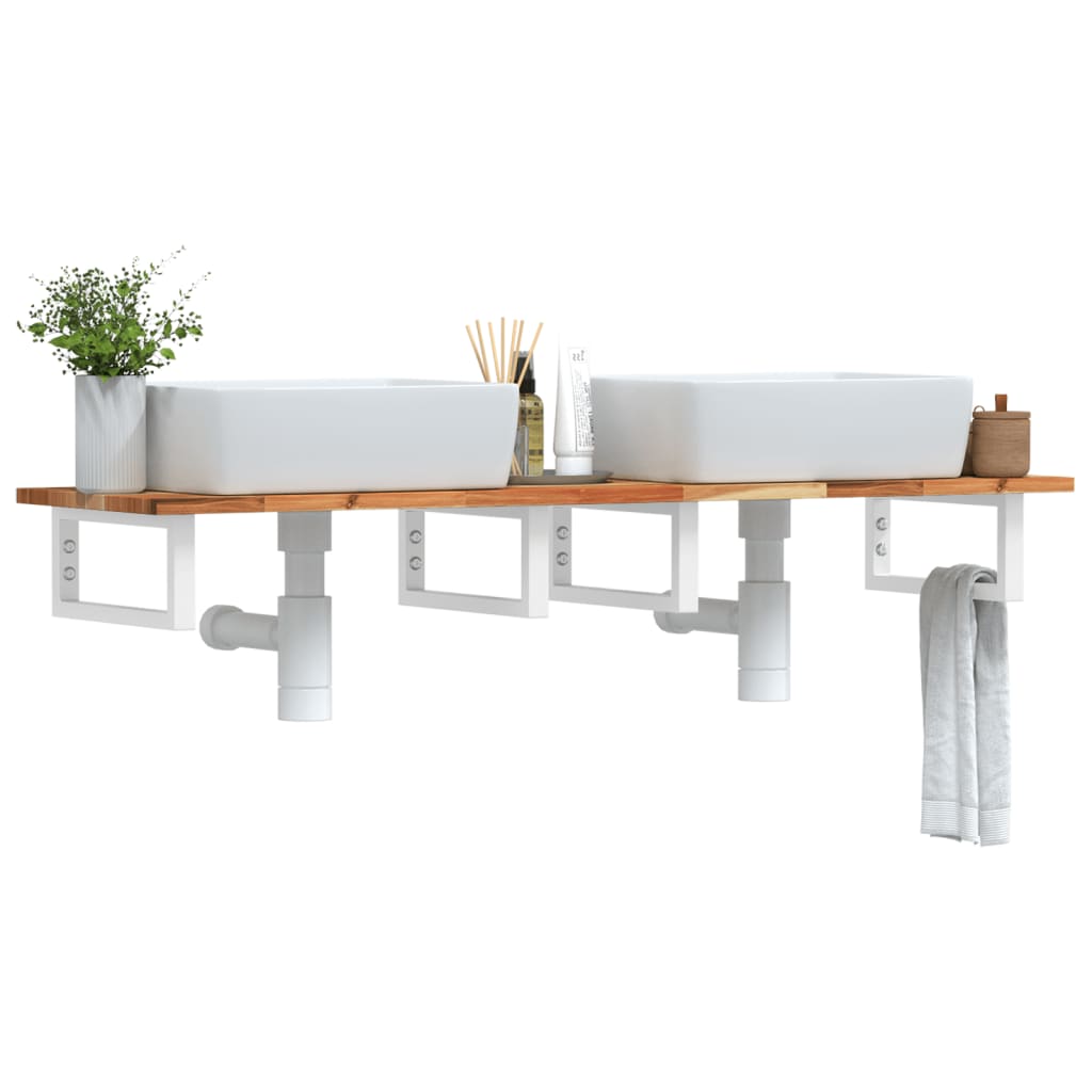 Badkamer wandschap staal en massief acaciahout is nu te koop bij PeponiXL, paradijselijk wonen!